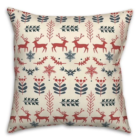 Creative Products Scandinavian Reindeer Pattern 18 x 18 Spun Poly Pillow