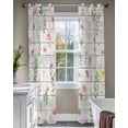 thumbnail image 4 of Pink Spring Floral Sheer Curtains 63 Inch Length 2 Panels Set for Living Room/Bedroom, Flowers Botanical Elegant Wooden Kitchen Curtains Grommet Semi-Sheer Curtains Drapes Window Treatments 42"x63"x2, 4 of 7