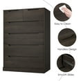 thumbnail image 3 of Homfa 6 Drawer Dresser, Vertical Chest of Drawers Wood Storage Cabinet for Bedroom Living Room, Dark Brown, 3 of 7