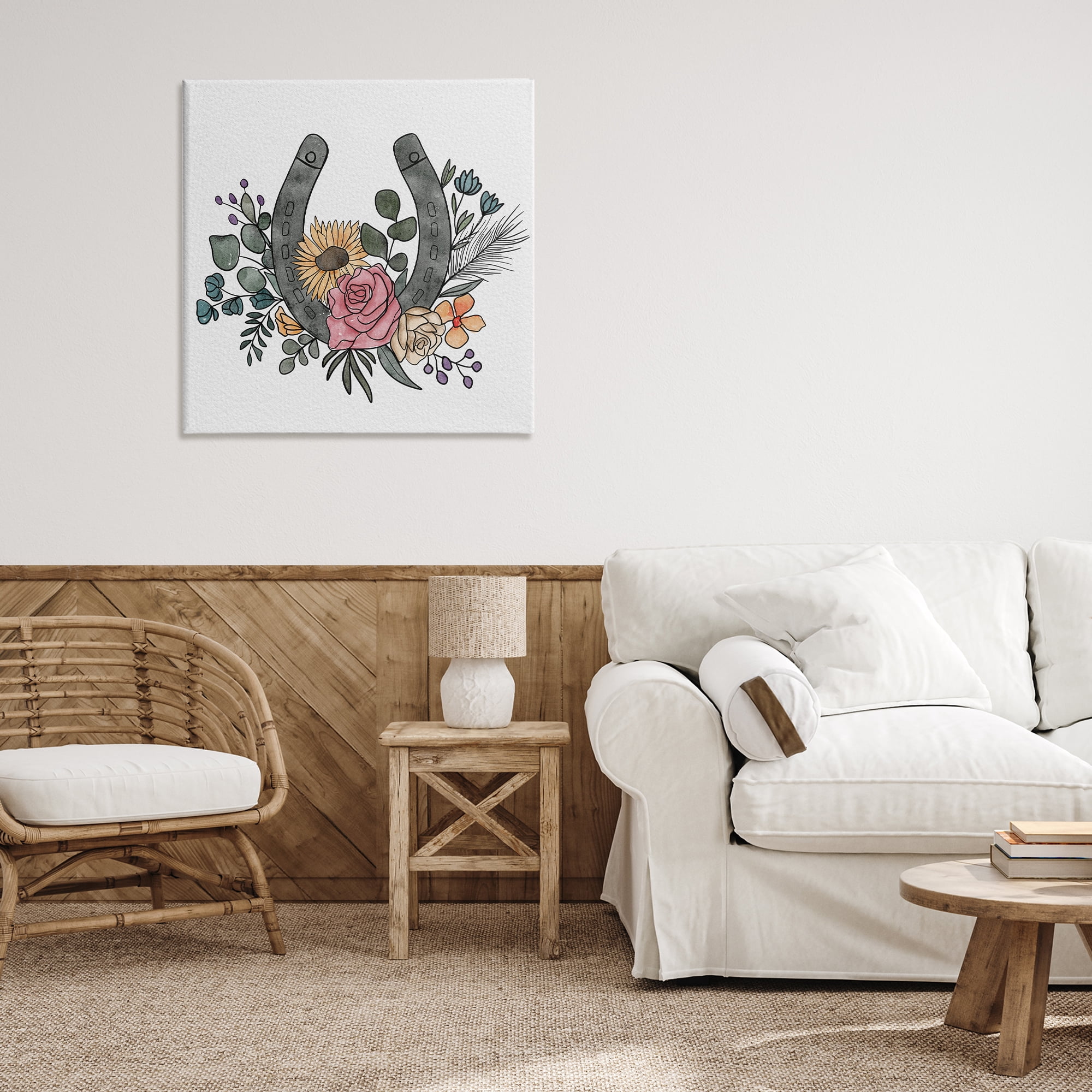 Stupell Industries Boho Floral Horseshoe Canvas Wall Art, design by Alisha Kiara Design