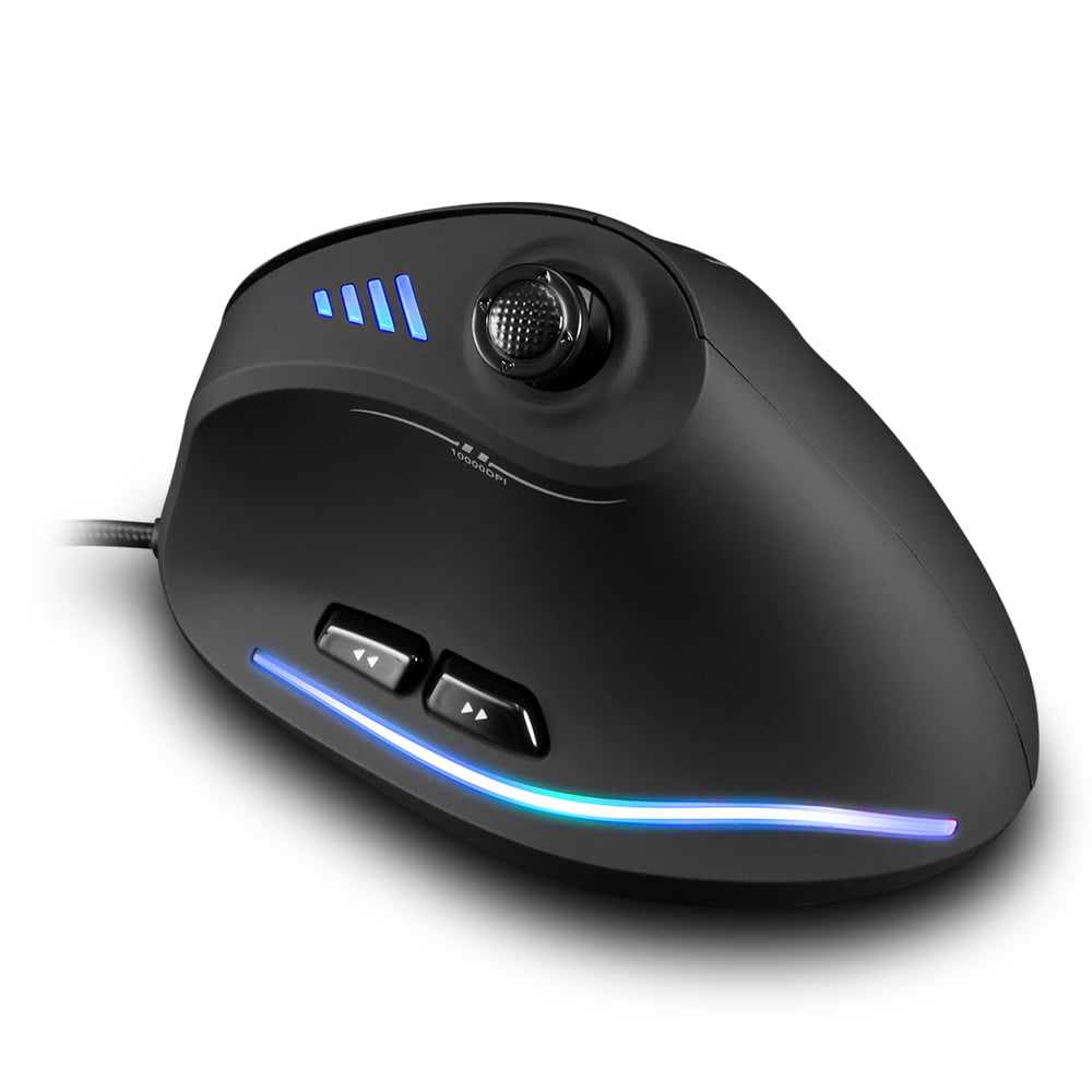 ZELOTES C 18 Vertical Wired Gaming Mouse 11 Programmable Buttons Adjustable  10000DPI Engine RGB Light Belt 128KB On board Memory