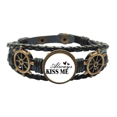 thumbnail image 1 of Siempre me beso quote Pulsera marina tejida en cuero, 1 of 4