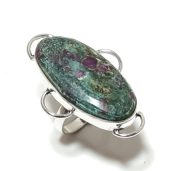 Ruby in Fuchsite Handmade 925 Sterling Silver Jewelry Ring Size 9