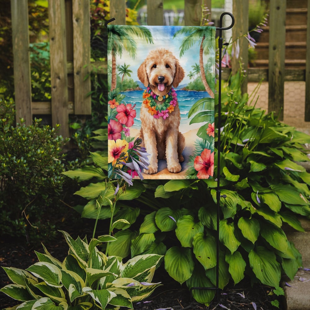 Goldendoodle Luau Garden Flag 11.25 in x 15.5 in