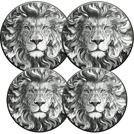 

Electric Stove Burner Covers 4 Pcs Round Gas Burner Cover 8 and 10 Inch Lion with Curly Mane