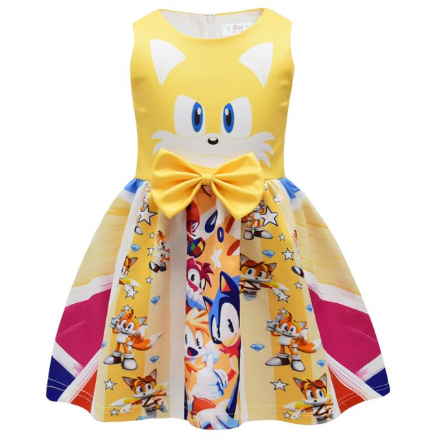 2022 Disfraz De Halloween Impresión Digital Sonic Girl Princesa Vestido Niña Arco Navidad Año Nuevo Falda