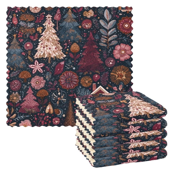 6 Pieces of Kitchen Towels 11x11Inch Kitchen Dish Cloths Kitchen Dish Towels Reuseable Cleaning Cloths Christmas Little House