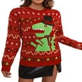 thumbnail image 1 of MesaSe Chandail de Noël Laid pour Femmes Printemps Automne Col Rond Manches Longues Imprimé Dinosaure, 1 of 6