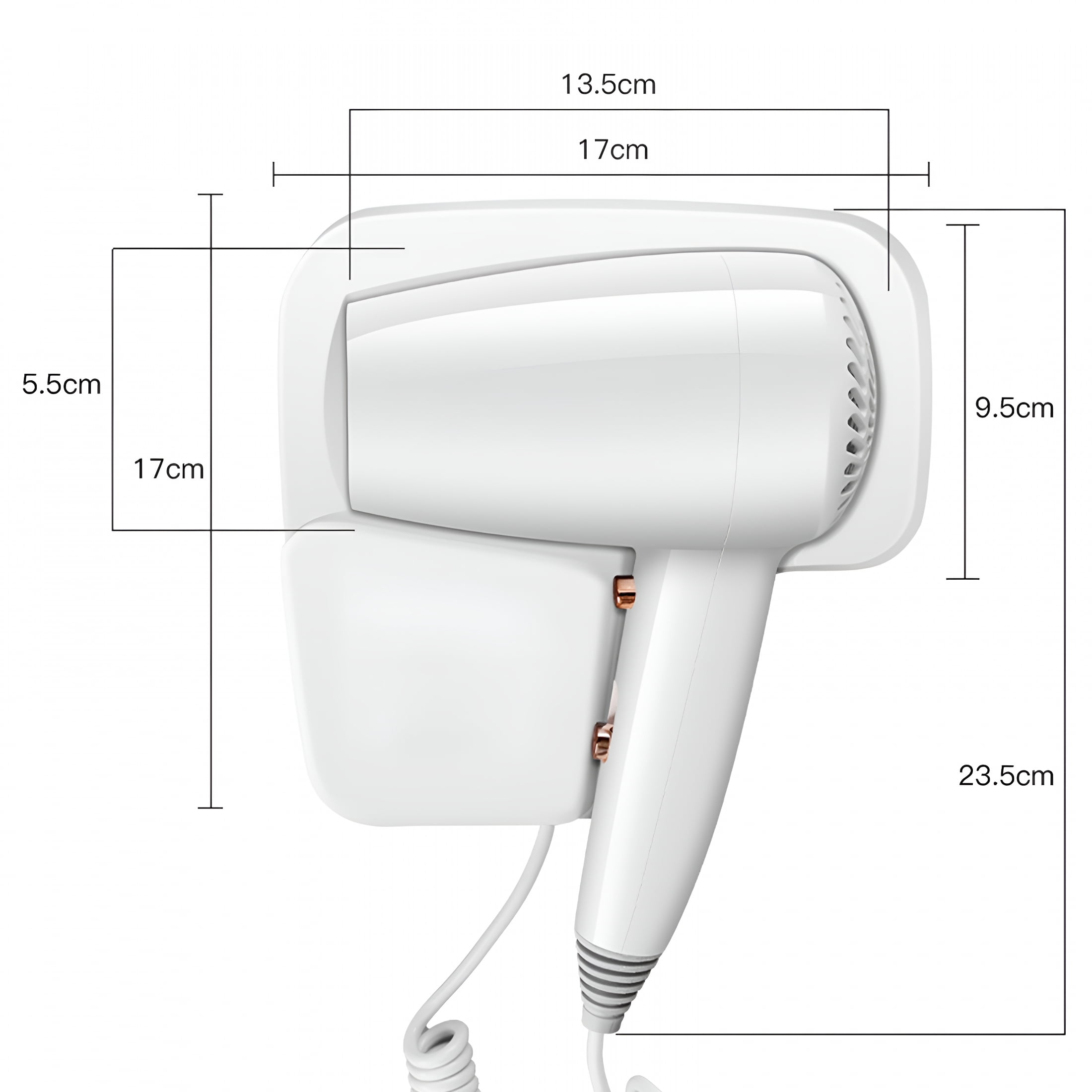 HIBIBUD 1600W Wall Mounted Hair Dryer Blow Dryer with Rack for Bathroom Hotel