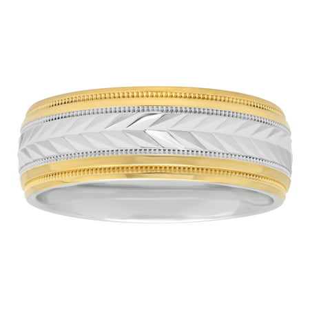 Men's Sterling Silver Two-Tone Wedding Ring Band