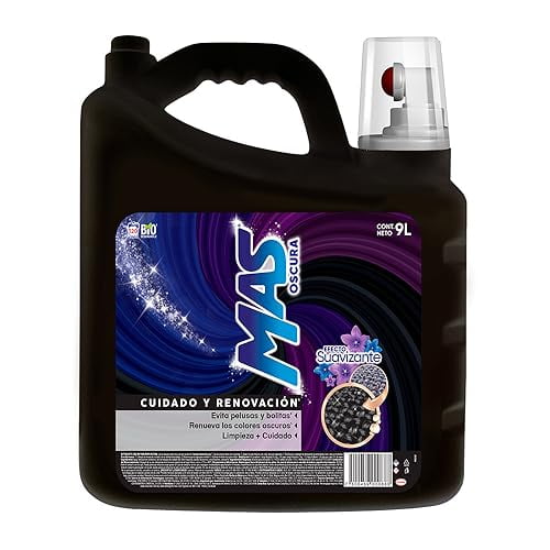 MAS Oscura - Detergente Líquido 9 Litros Colores Oscuros Intensos con Efecto Suavizante (rinde 120 Cargas) para Ropa de Color Oscura y de Mexclilla. Cuida el Color y Conserva la Persil NA