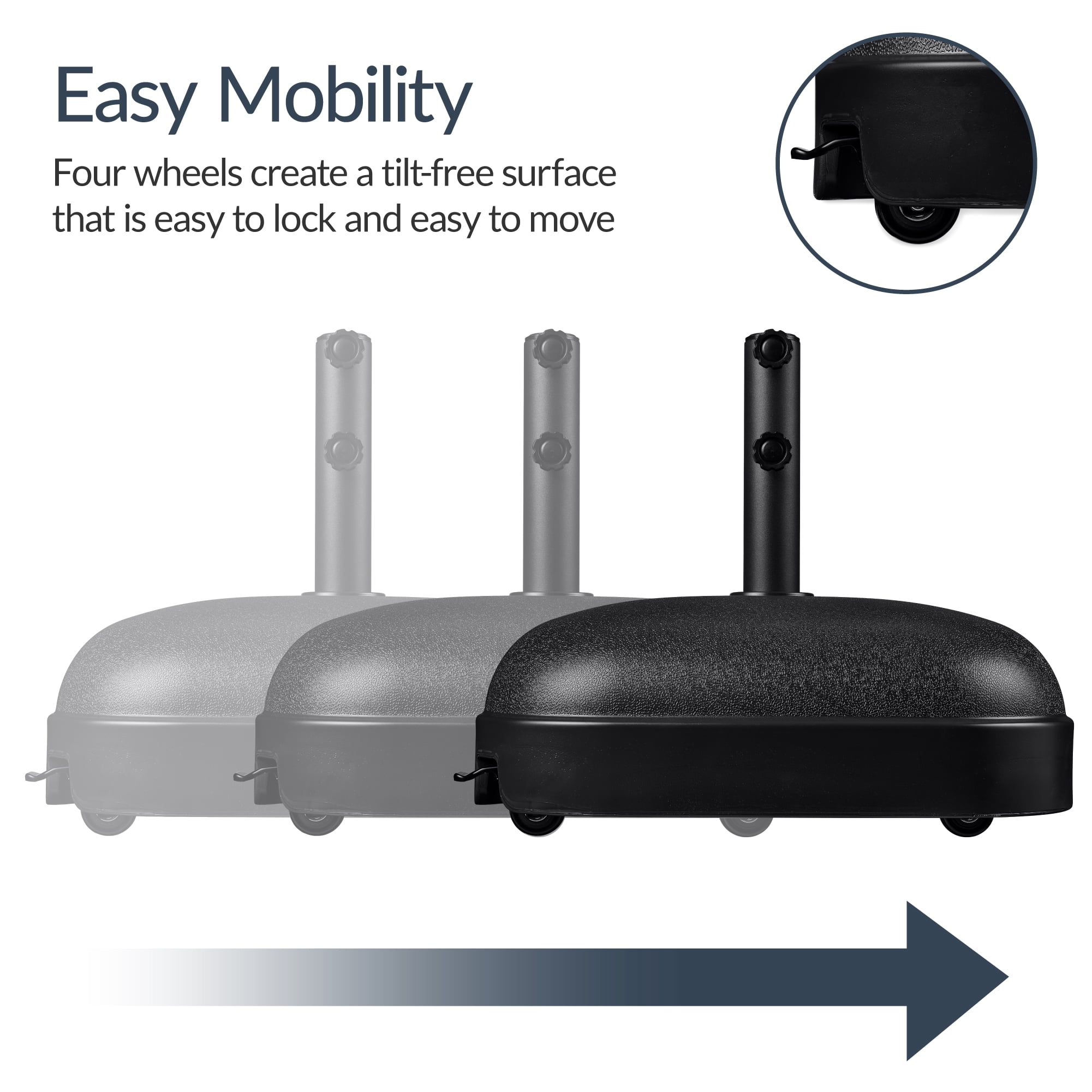 Best Choice Products 123lb Capacity Fillable Mobile Umbrella Base for Patio, Deck, 4 Wheels - Dome Square Black