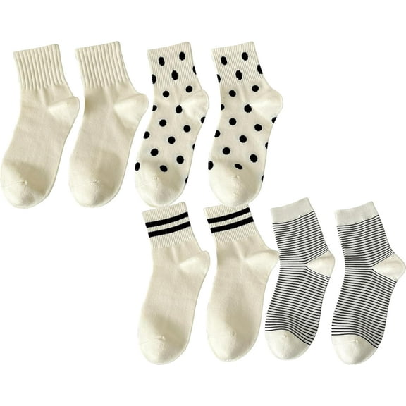 Womens Striped Colorful Ribbed Ankle Socks Cute Dot Athlete Crew Cotton Casual Sock Size5-10.5