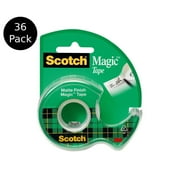 3M Scotch Magic Tape 122 With Dispenser Matte Transparent 3/4 in x 650 in Refillable Photo Safe, Write On With Pen Pencil Or Marker, Home School Office Supply Made in USA, 36-Pack