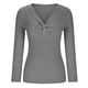 thumbnail image 4 of Suéter de cuello en V para mujer, suéter informal liso de manga larga con cuello en V para mujer, 4 of 8