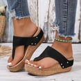 thumbnail image 3 of Rokment Orthopedic Platform Wedge Flip Flops for Woman 2026 Boho Beach Summer Leather Wide Width Arch Support Comfortable Walking Thongs Slip On Dress Sandals Black Size 6.5, 3 of 6