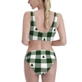 thumbnail image 3 of Kdxio Green Tree Lumberjack Plaid for Womens High Waisted Bikini Top Sports Style Two Piece Bathing Suits, 3 of 7