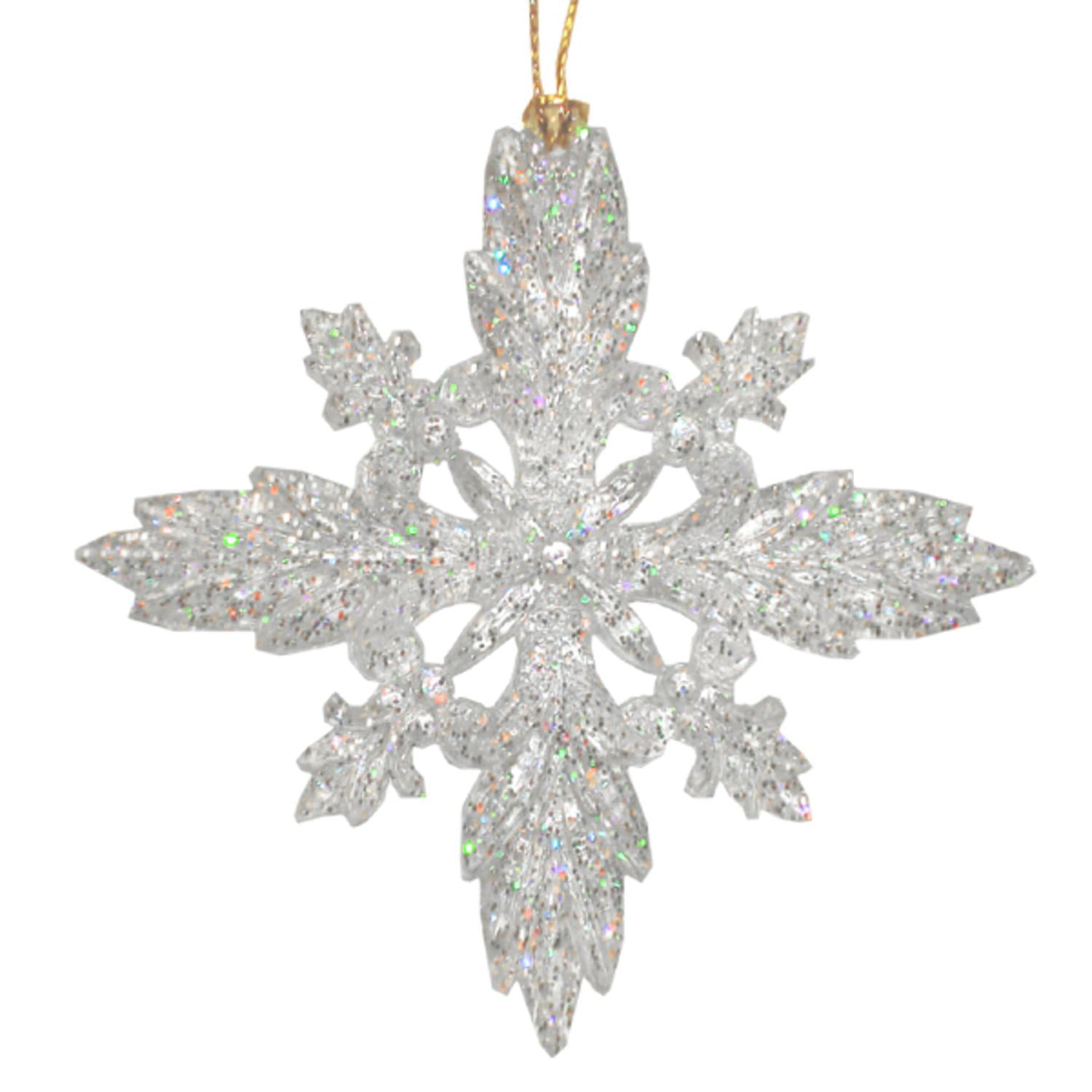 Silver Tone Filigree Snowflake with Rhinestones Xmas Tree Decoration 