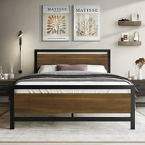 Castle Place Metal Platform Bed, King Size, Simple Design, Brown