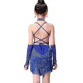 thumbnail image 1 of Trajes de baile para niñas, vestido de cha cha, falda de tango para niños, ropa de carnaval, ropa de baile, disfraces de salsa latina, vestido de baile con borlas, 130 rojo, 1 of 4