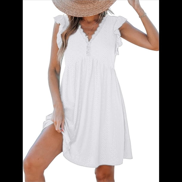 Vestido Tipo Cárdigan de Corta con Cuello en V y Ribete de Encaje, , Talla XL
