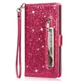 thumbnail image 5 of iPhone 13 Mini Wallet Case for Women/Girls,Dteck Bling Glitter Sparkly Girly Folio Leather Zipper Pocket Magnet Clasp Phone Case with 3 Card Holder,Strap and Stand for iPhone 13 Mini 5.4 Inch,Rose, 5 of 7