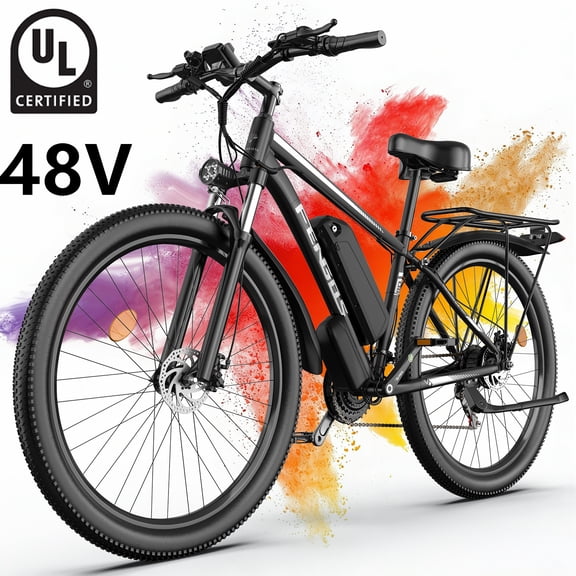 FENGQS Q8 Electric Bike for Adults,Peak 2000W Motor 48V 17.5Ah 21-Speed Ebike,80 Mile 32MPH Electric Commuter&Mountain Bike (Black)UL2849