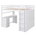 thumbnail image 4 of Euroco Full Loft Bed with Wardrobe, Storage Shelf and Cabinet, Desk and Drawers,  White, 4 of 13