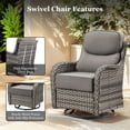 thumbnail image 5 of Planntonneo 2-Pack Patio Wicker Swivel Glider Chairs with 6-Inch Cushions, Grey/Grey, 5 of 9