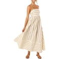 thumbnail image 1 of NUFIWI Robe Maxi d'Été à Rayures pour Femmes Bretelles Spaghetti Découpée à Volants Longue Robe Fluide de Plage Robe de Vacances, 1 of 5