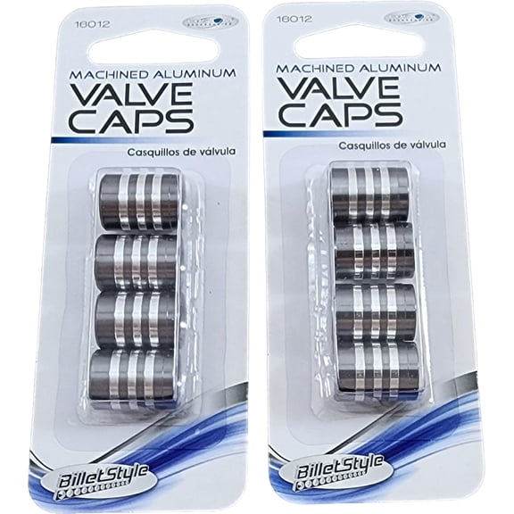 2 Packs of Charcoal Billet Aluminum Style Car/Truck Tire Valve Cap (Pack of 4)