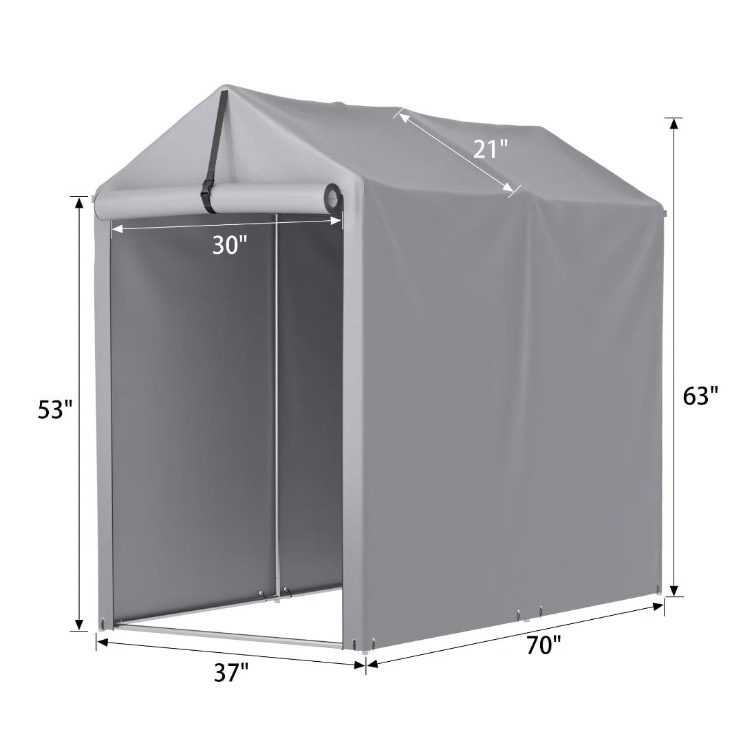 Vineego 3x6x5 ft Outdoor Storage Shed Portable Garage Shelter, Outdoor Shed with Roll-up Zipper Door, Storage Shelter for Motorcycle, Lawn Mower, Bike, Anti-Snow Portable Garage Kit Tent, Grey