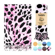 Famiry Turkish Beach Towel (38 ’’x 71 ’’) - Absorbent and Quick Dry Beach Towel, 100% Cotton Bath Towels for Bath,Beach,Pool,SPA and Gym - Leopard Print