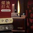 thumbnail image 2 of Kerosene lighter, Top Metal Pocket Lighter Daily Use, Sold Without Fuel.,SKU01016-黄滚花款, 2 of 11