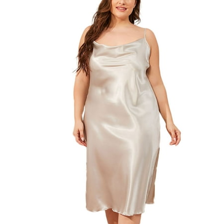 

Niuer Women Plus Size Lounge Wear Dress Casual Spaghetti Strap Nightgown Sleep Dress