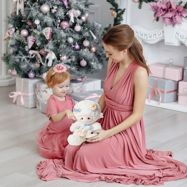 Peluche de Mouton, Poupée en Peluche d'Agneau, Jouet en Peluche de Mouton, Peluche Douce, Mignons Moutons en Peluche pour Garçons et Filles pour Anniversaire/saint-Valentin 11,4 Pouces (Comprend une Robe et un Sac)
