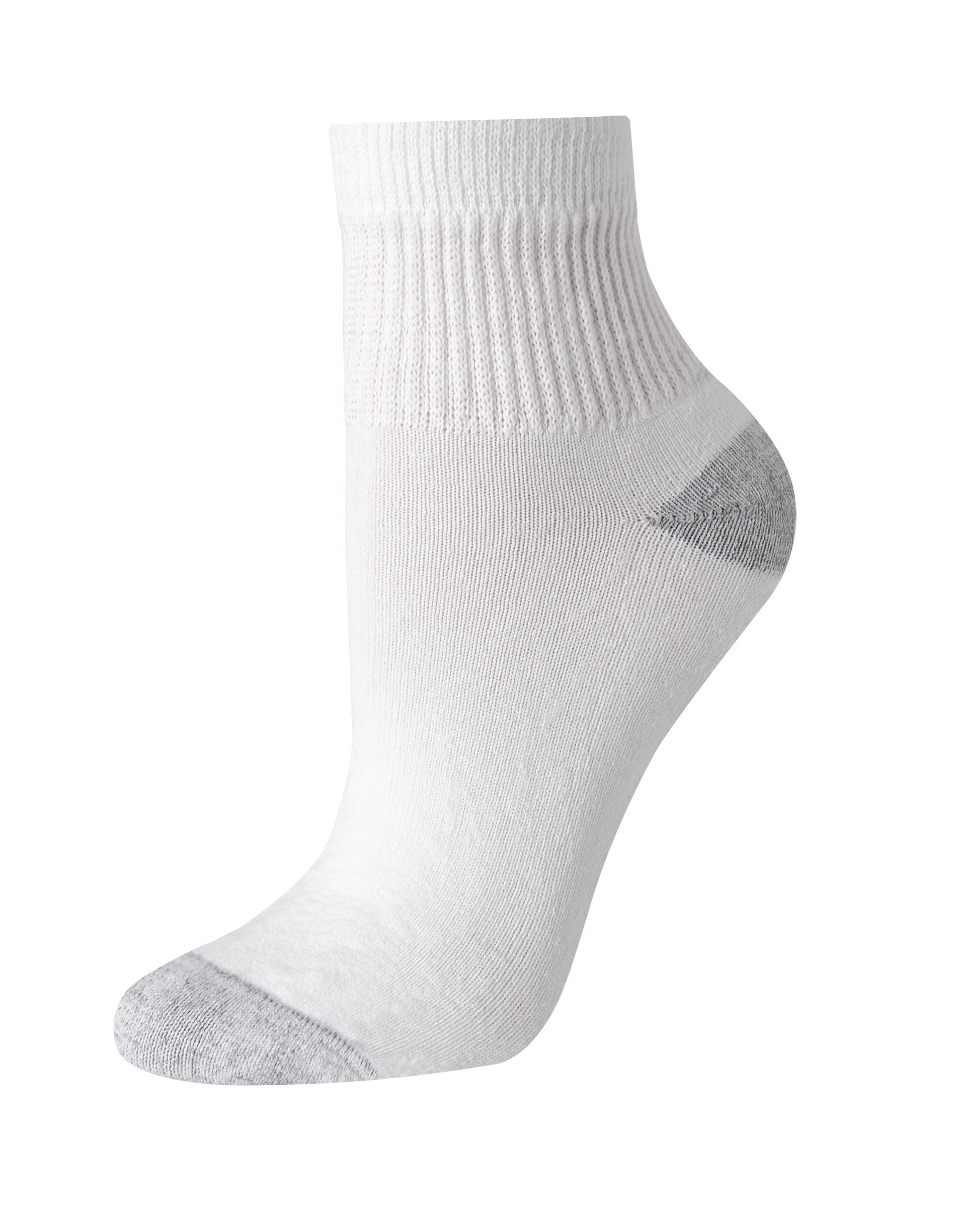 Hanes 6-Pack Women's Ankle Socks Cushioned  Cool Comfort  White Grey Shoe sz 8-12