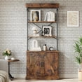 thumbnail image 4 of DSstyles Bookshelf with Doors 73.62in Tall Bookcase Industrial Storage Open Rack Shelf with Cabinet Wood and Metal Bookcase Farmhouse Bookshelves Vintage Display Rack Home Office, 4 of 7