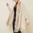 thumbnail image 2 of GDREDA Womens Solid Color Collar Cloak Knitted Capes Shawl Tassel Open Front Cardigans Sweater Coat Workout Clothes, 2 of 8