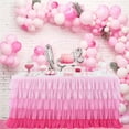 thumbnail image 1 of 6 Ft Tulle Table Skirt, 5 Tier Pink Gradient Tablecloth Tutu Chiffon Table Skirting, 1 of 9