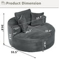 thumbnail image 4 of Aukfa Oversized Round Chaise Longue Chair Indoor, 56-inch Upholstered Corduroy Deep Seat Circle Cloud Sofa Chair, Dark Gray, 4 of 8