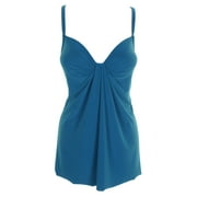 Miraclesuit Rock Solid Marina Underwire Tankini Top Swim Size 12 Peacock Blue