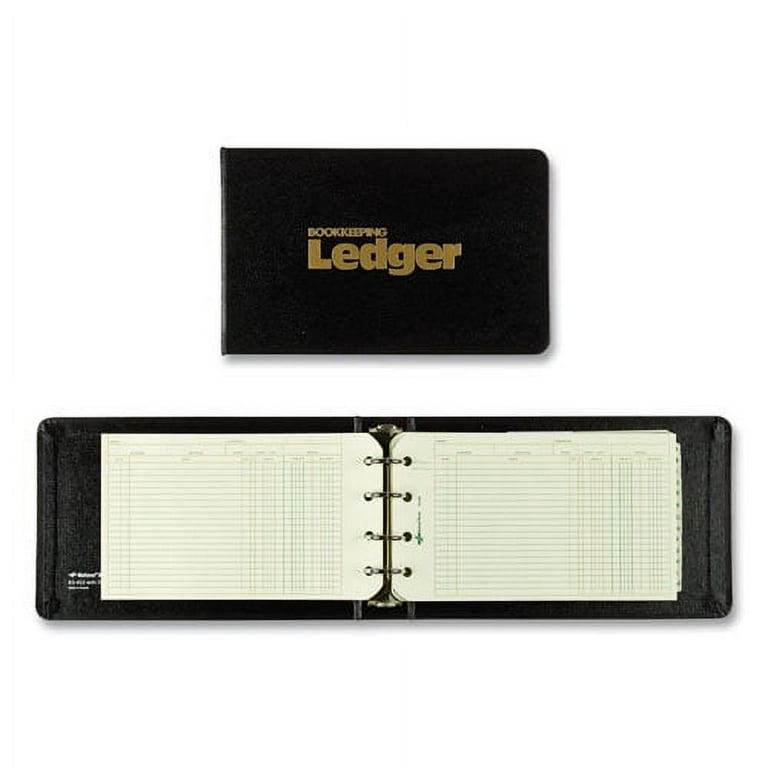 Four-Ring Ledger Binder Kit with A-Z Index, Black Cover, 8.5 x 5 Debit-Credit-Balance Sheets, 100 Sheets/Book Four-Ring Ledger Binder Kit with A-Z Index, Black Cover, 8.5 x 5 Debit-Credit-Balance Sheets, 100 Sheets/Book