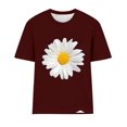 thumbnail image 4 of Womens Round-Neck Blouses Short Sleeved T Shirts Daisy Flower Print Top, 4 of 4