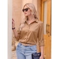 thumbnail image 2 of MOYIKO Button Down Shirts for Women Long Sleeve Stain Silk Collared Work Office Basic Business Dress Shirts Blouses Tops, 2 of 7