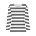 thumbnail image 6 of Oalirro Gray 2024 Striped Shirt for Women Fashion Crewneck Dressy Casual Long Sleeve Winter Trendy Loose Fit Blouses, 6 of 6