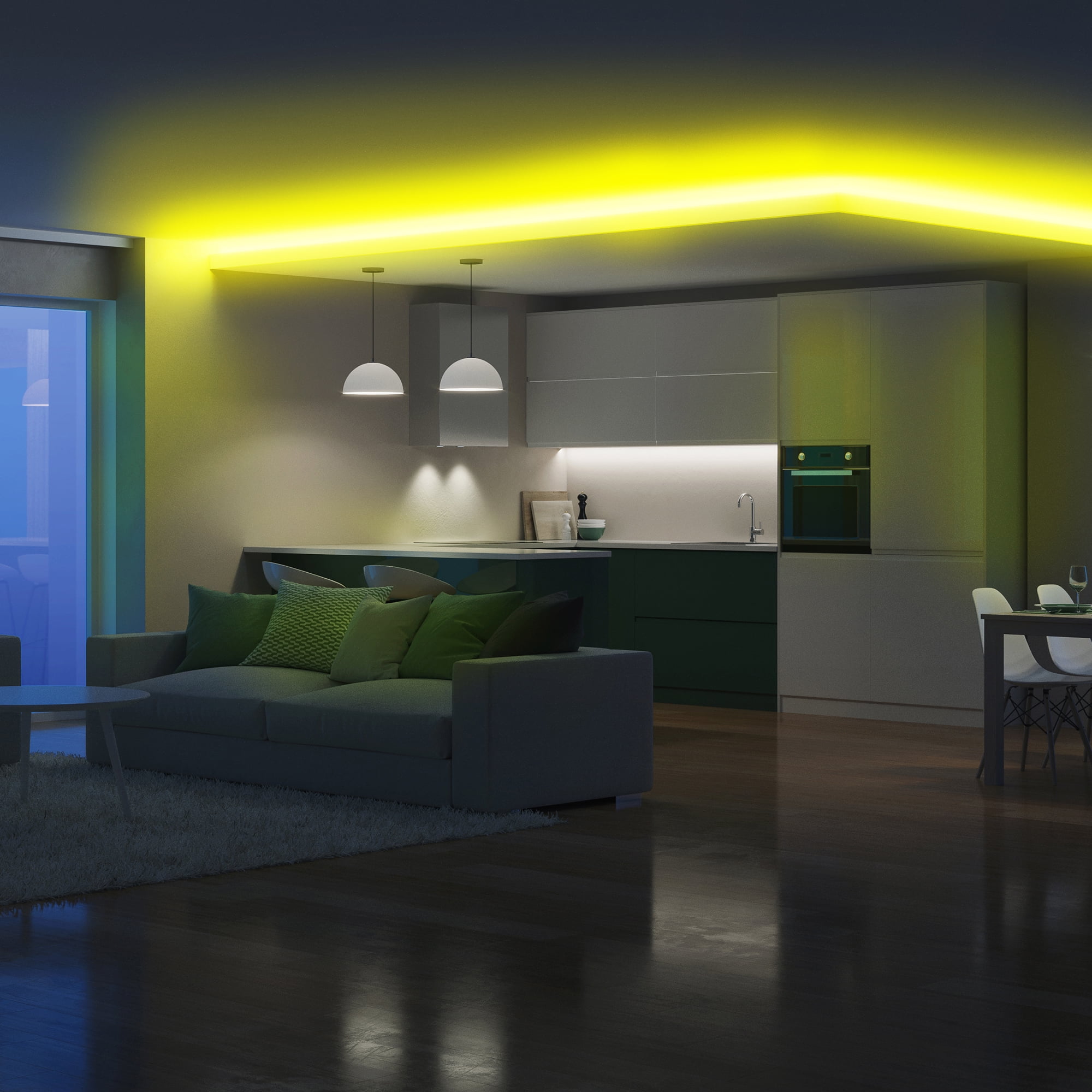 Xtreme Lit 50ft Indoor LED Strip Lights, Multicolor & White LED Lights for Bedroom, Sound Reactive, Remote Control