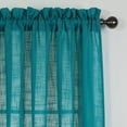 thumbnail image 2 of Set of 2 Piece Linen Textured Semi-Sheer Rod Pocket Curtain Panels (95" Long, Teal), 2 of 3