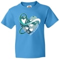 thumbnail image 3 of Inktastic Cervical Cancer Awareness Teal and White Ribbon Around Heart Youth T-Shirt, 3 of 5
