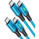 thumbnail image 1 of Cable USB-C INIU, paquete de 2 unidades, 6.6 pies, azul para iPhone 16, 15 Pro Max/Plus, 1 of 7